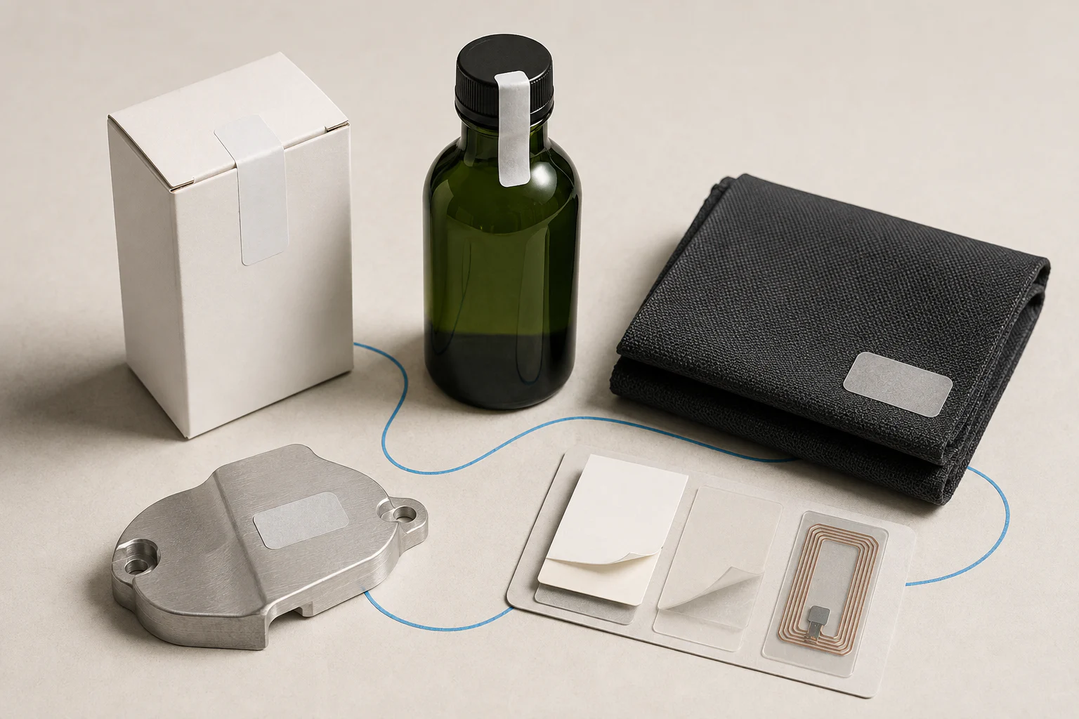 Anti-counterfeit label constructions for packaging, bottles, textiles and durable products